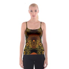 Fractal Yellow Design On Black Spaghetti Strap Top by Amaryn4rt