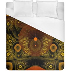 Fractal Yellow Design On Black Duvet Cover (california King Size) by Amaryn4rt