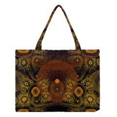 Fractal Yellow Design On Black Medium Tote Bag by Amaryn4rt