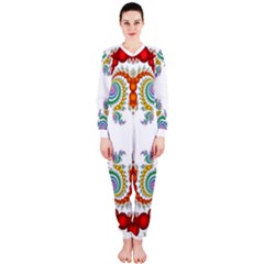 Fractal Kaleidoscope Of A Dragon Head Onepiece Jumpsuit (ladies) 