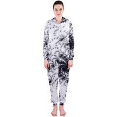 Fractal Black Spiral On White Hooded Jumpsuit (ladies)  by Amaryn4rt