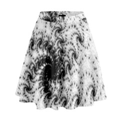 Fractal Black Spiral On White High Waist Skirt by Amaryn4rt