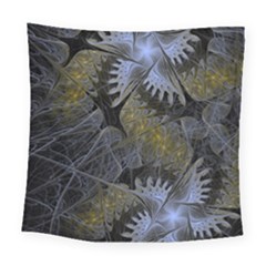 Fractal Wallpaper With Blue Flowers Square Tapestry (large) by Amaryn4rt