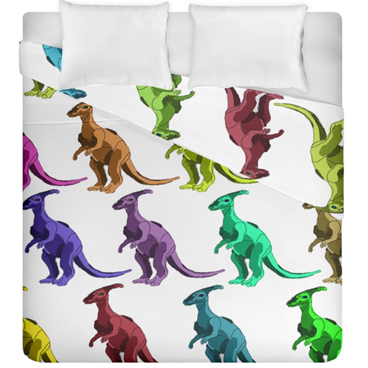 Multicolor Dinosaur Background Duvet Cover Double Side (King Size)