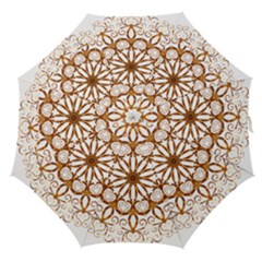 Golden Filigree Flake On White Straight Umbrellas by Amaryn4rt