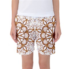 Golden Filigree Flake On White Women s Basketball Shorts by Amaryn4rt