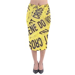 Crime Scene Velvet Midi Pencil Skirt by Valentinaart