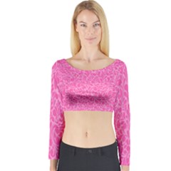 Pink Pattern Long Sleeve Crop Top by Valentinaart