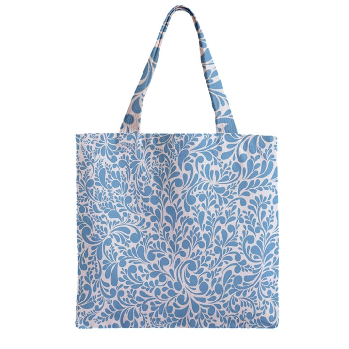 Blue pattern Zipper Grocery Tote Bag