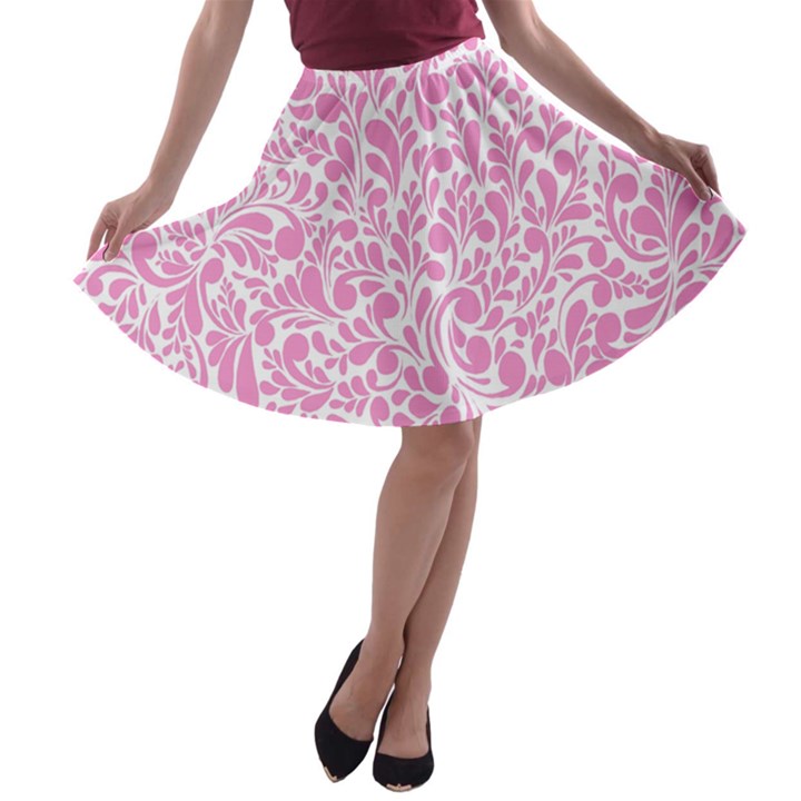 Pink pattern A-line Skater Skirt