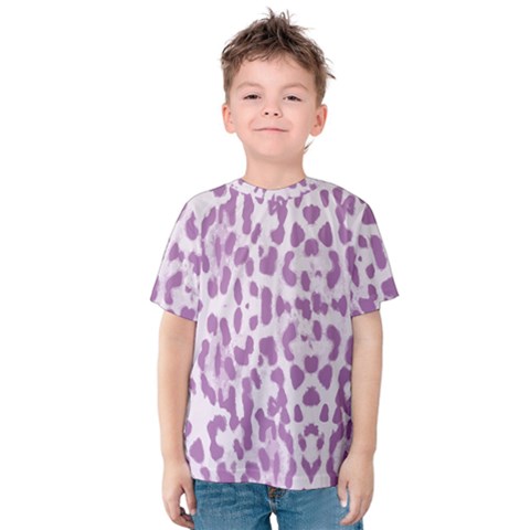 Purple Leopard Pattern Kids  Cotton Tee by Valentinaart