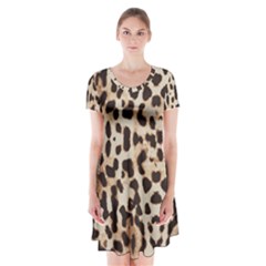 Leopard pattern Short Sleeve V-neck Flare Dress