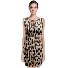 Leopard pattern Sleeveless Velvet Midi Dress