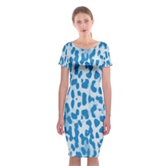 Blue Leopard Pattern Classic Short Sleeve Midi Dress by Valentinaart