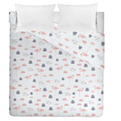 Cute Flamingos And  Leaves Pattern Duvet Cover Double Side (queen Size) by TastefulDesigns