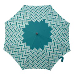 Zigzag Pattern In Blue Tones Hook Handle Umbrellas (small) by TastefulDesigns