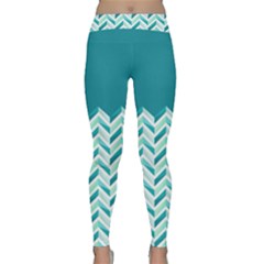 Zigzag Pattern In Blue Tones Classic Yoga Leggings by TastefulDesigns