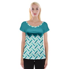 Zigzag Pattern In Blue Tones Women s Cap Sleeve Top by TastefulDesigns