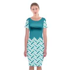 Zigzag Pattern In Blue Tones Classic Short Sleeve Midi Dress by TastefulDesigns