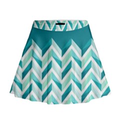 Zigzag Pattern In Blue Tones Mini Flare Skirt by TastefulDesigns
