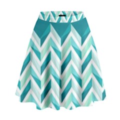 Zigzag Pattern In Blue Tones High Waist Skirt by TastefulDesigns