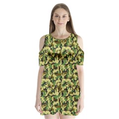 Camo Woodland Shoulder Cutout Velvet  One Piece