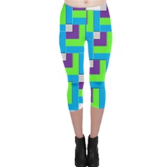 Geometric 3d Mosaic Bold Vibrant Capri Leggings  by Amaryn4rt