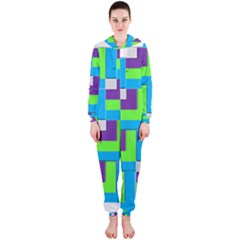 Geometric 3d Mosaic Bold Vibrant Hooded Jumpsuit (ladies) 