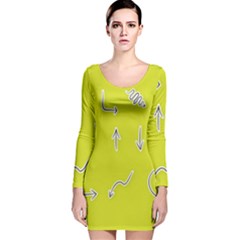 Arrow Line Sign Circle Flat Curve Long Sleeve Velvet Bodycon Dress