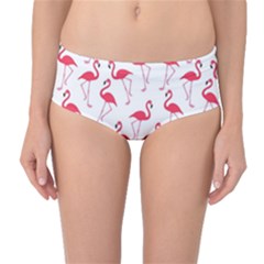 Flamingo pattern Mid-Waist Bikini Bottoms