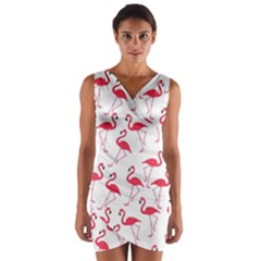 Flamingo pattern Wrap Front Bodycon Dress