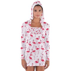 Flamingo pattern Women s Long Sleeve Hooded T-shirt