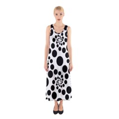 Dot Dots Round Black And White Sleeveless Maxi Dress by Amaryn4rt