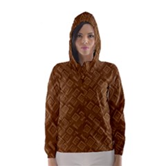 Brown Pattern Rectangle Wallpaper Hooded Wind Breaker (women) by Amaryn4rt
