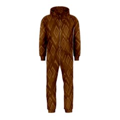 Brown Pattern Rectangle Wallpaper Hooded Jumpsuit (kids)