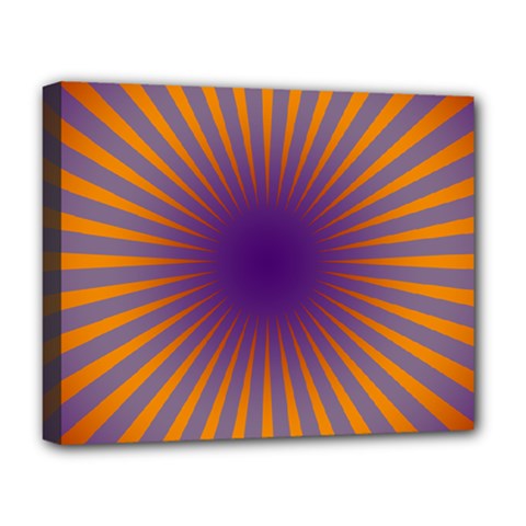 Retro Circle Lines Rays Orange Deluxe Canvas 20  X 16   by Amaryn4rt