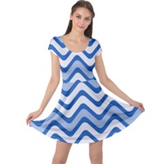 Waves Wavy Lines Pattern Design Cap Sleeve Dresses by Amaryn4rt