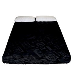 Black Rectangle Wallpaper Grey Fitted Sheet (california King Size) by Amaryn4rt