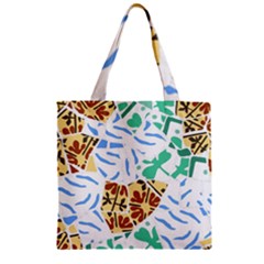 Broken Tile Texture Background Zipper Grocery Tote Bag by Amaryn4rt