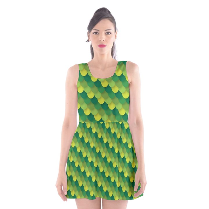 Dragon Scale Scales Pattern Scoop Neck Skater Dress