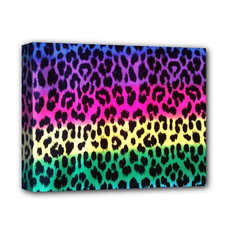 Cheetah Neon Rainbow Animal Deluxe Canvas 14  X 11 