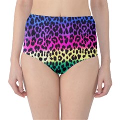 Cheetah Neon Rainbow Animal High-waist Bikini Bottoms