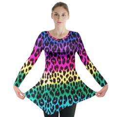 Cheetah Neon Rainbow Animal Long Sleeve Tunic 
