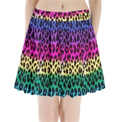 Cheetah Neon Rainbow Animal Pleated Mini Skirt by Alisyart