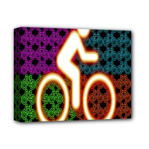 Bike Neon Colors Graphic Bright Bicycle Light Purple Orange Gold Green Blue Deluxe Canvas 14  X 11 