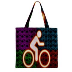 Bike Neon Colors Graphic Bright Bicycle Light Purple Orange Gold Green Blue Zipper Grocery Tote Bag by Alisyart