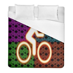 Bike Neon Colors Graphic Bright Bicycle Light Purple Orange Gold Green Blue Duvet Cover (full/ Double Size) by Alisyart