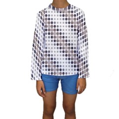 Circle Blue Grey Line Waves Black Kids  Long Sleeve Swimwear