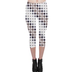 Circle Blue Grey Line Waves Black Capri Leggings  by Alisyart