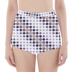 Circle Blue Grey Line Waves Black High-Waisted Bikini Bottoms